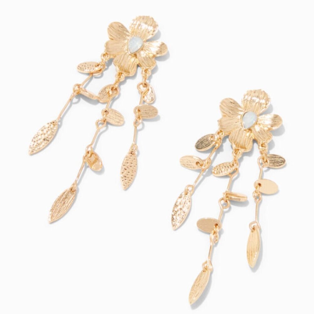 Icing Flower Chandelier Earrings Gold